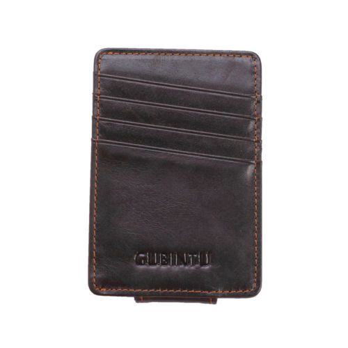 Leather Money Clip Wallet - Dark Brown